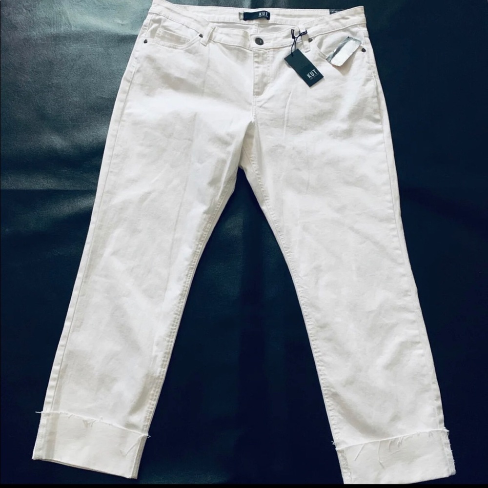 Cropped white jeans